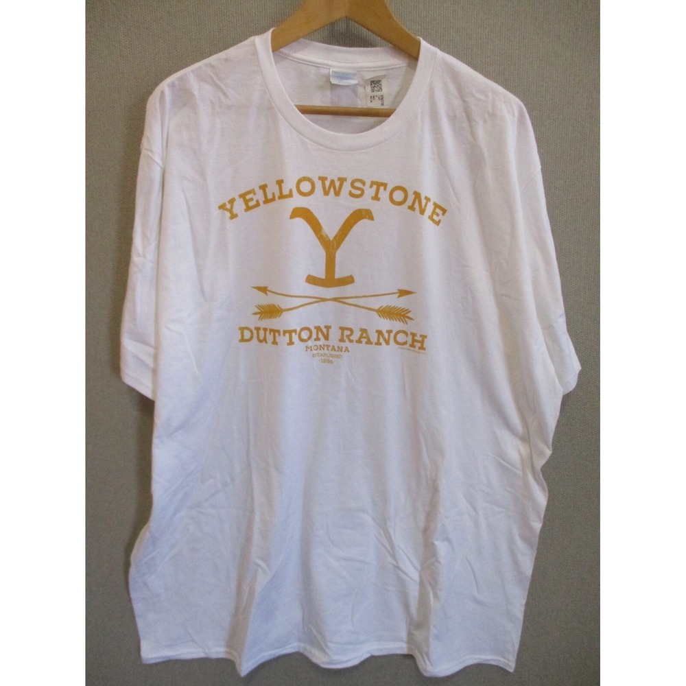 Yellowstone White Tshirt Dutton Ranch Logo Mens 3XL New